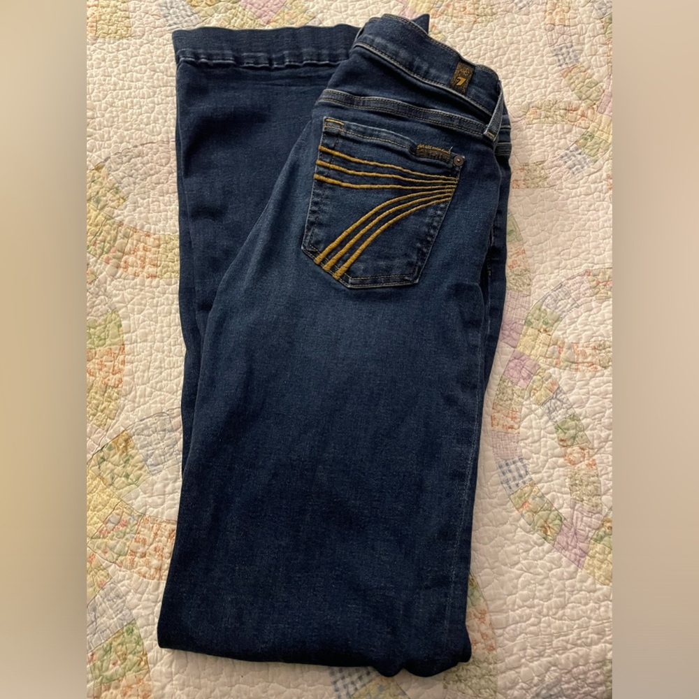 7FAMK dark wash gold pocket dojo